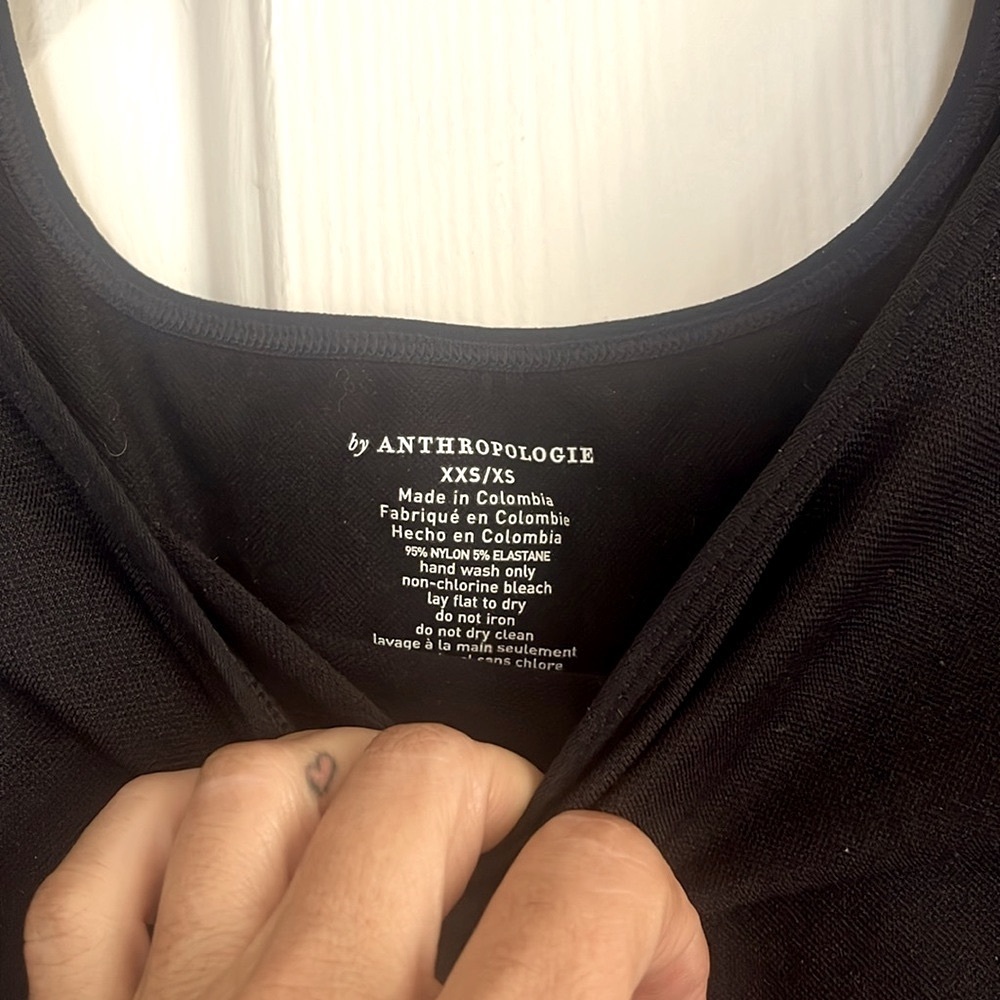 Anthropologie The Viv Long Sleeve Criss Cross Back Bodysuit in Black Size XXS/XS - Picture 7 of 7